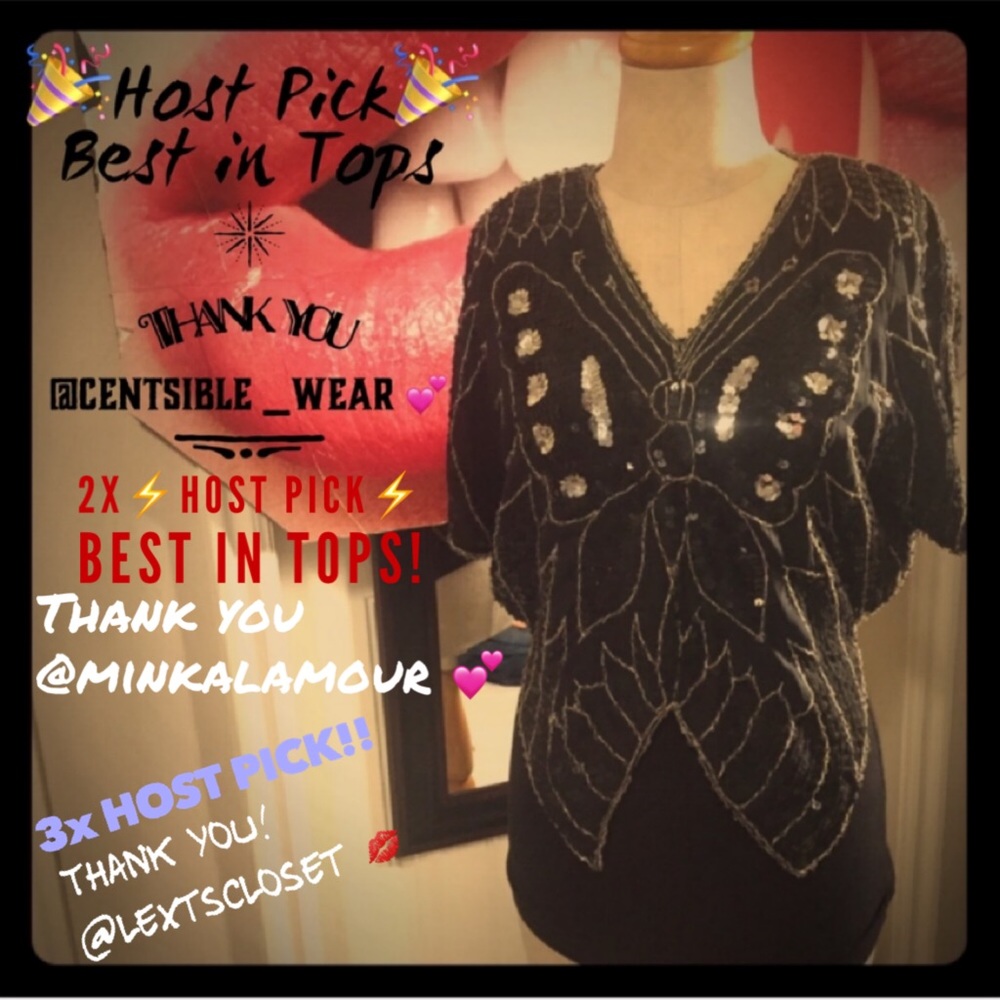 100% Silk And Sequined Top